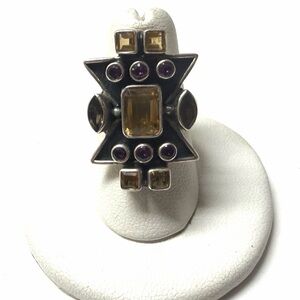 Nicky Butler Sterling Silver Citrine, Amethyst, Smoky Quartz Ring